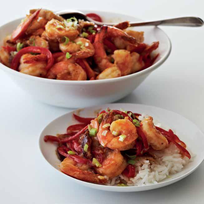 HOT & SOUR SHRIMP SAUTÉ PREP: 25 MINUTES COOK: 6 MINUTES MAKES: 4 SERVINGS 1 tablespoon packed brown sugar 1 tablespoon cornstarch 3 /4 cup water or vegetable broth 3 tablespoons rice wine vinegar 2