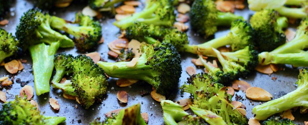 Roasted Broccoli with Almonds 4 ingredients 20 minutes 4 servings Preheat oven to 350 degrees F and line a baking sheet with parchment paper.