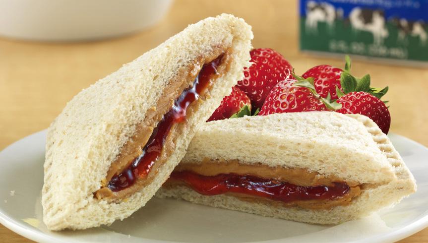 97 Peanut Butter & HFCS-Free Strawberry Jam on Whole Grain Bread,.8 oz. 6877 Peanut Butter & HFCS-Free Grape Jelly on Wheat Bread, 5 oz.