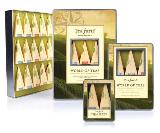 Includes three of each blend: Bombay Chai, Moroccan Mint, African Solstice, Sencha (organic), Estate Darjeeling. 17818 single steeps sampler (15 pouches) 25 x 15.2 x 3.