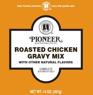 Pioneer Roasted Chicken Gravy Mix Each case contains 6 14 oz bags Cook Time: 1 min Pioneer #:
