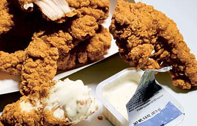 20. Worst Fast Food Chicken Meal Chicken Selects Premium Breast Strips from McDonald's (5 pieces) with creamy ranch sauce 830 calories 55g fat (4.