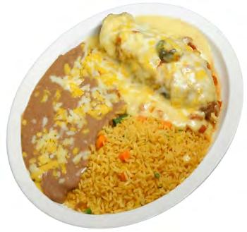 Chile Relleno A large poblano pepper stuffed with your choice of ground or shredded beef, cheese or chicken then topped with cheese sauce and ranchera sauce; served with guacamole and sour cream.