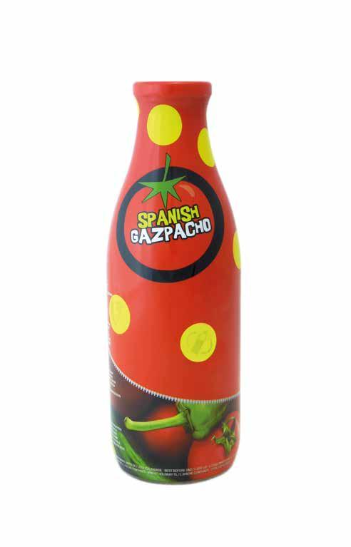 Gazpacho Spanish gazpacho CODE PRODUCT NET WEIGHT UNIT/BOX BOX/PALLET 0027 Spanish gazpacho 1000 ml 6 114 0037 Spanish gazpacho BIO 1000 ml 6