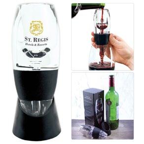 Rutherford Wine Aerator Item: 1S635-48 Material: Food grade AS + Silicon Item Size: 6 W x 2 1/4 H Lead Time: 3 Working Days Simply pour wine through our wine