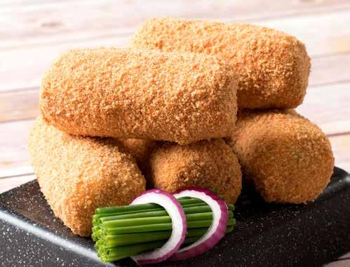 Make the batter using cold water and Brush with batter and roll in schnitzel mix.