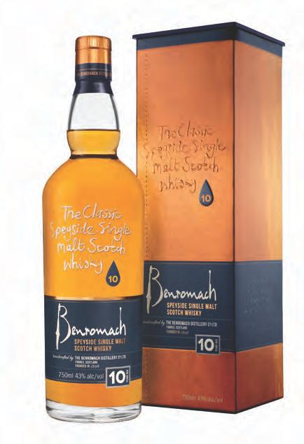 10 years old /43% 80% Bourbon barrels, 20% Sherry hogshead. Final year in first fill Oloroso casks. Pour yourself a dram of Benromach not too wee and not too big.