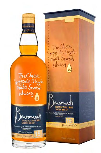 15 years old /43% Our 15 years old is matured in a mix of first fill bourbon and sherry casks with sherry being the prominent style Pour yourself a dram of Benromach 15 Years Old.