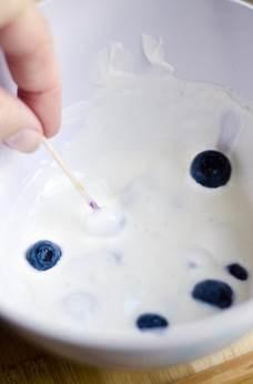 Frozen Blueberry Bites Yield: 1 cup/ 1 serving Ingredients 1 cup blueberries 1/2 cup vanilla or