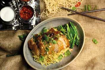 $13 Gravy Chicken breast served with egg noodles and side of soup FIVE