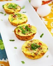 Frittata-Garden Vegetable Serving size: ½ cup muffin; makes 6 servings Prep time: 10 minutes Cook time: 15 minutes Total time: 25 minutes ¾ cup of fresh asparagus, chopped About 1 cup fresh
