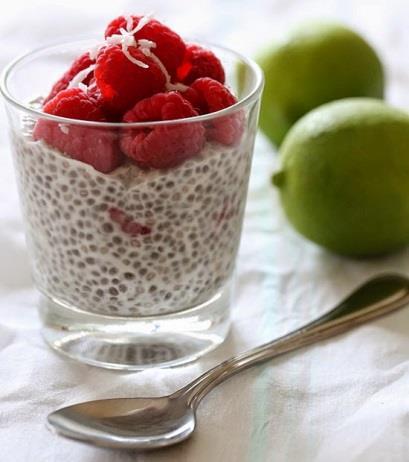 Coconut Chia Pudding Serving size: ½ cup, makes 6 servings Prep time: 3 minutes Total time: 3 minutes 2 cups unsweetened coconut milk ¼ cup chia seeds 1 Tbsp honey or agave nectar (or more to taste)