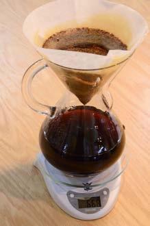 CHAPTER II: PREPARATION STANDARDS > DRIP COFFEE STANDARDS > CHEMEX 7 After the bloom, pour in a circular fashion
