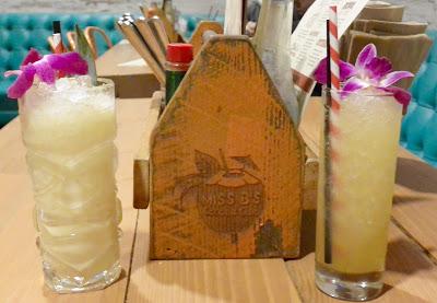 A rum drink is imperative to enjoying Caribbean food (not really, but they sure are good!). Miss B's does it right with fun tiki glasses and umbrellas to set the mood.