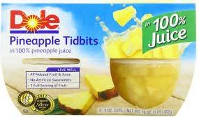 Ingredients: pineapple, pinepple juice, ascorbic acid (to