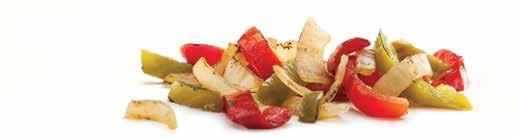 68 12 x 8 FLAME-ROASTED PEPPERS & ONIONS Seasoned 3/8" red and green bell pepper strips with yellow onions Made with Olive Oil 677796 6 / 2.5 15 / 16.25 16" x 10" x 7.375" 0.