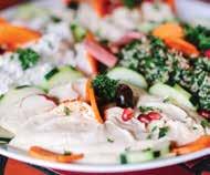 Djajiki (gf): Lebni yogurt, garlic & cucumber dip Tabuleh (vegan): Cracked wheat, parsley, tomato & lemon juice Harissa (vegan, gf): Tomato, roasted pepper & walnut dip Armenian Potato Salad (vegan,