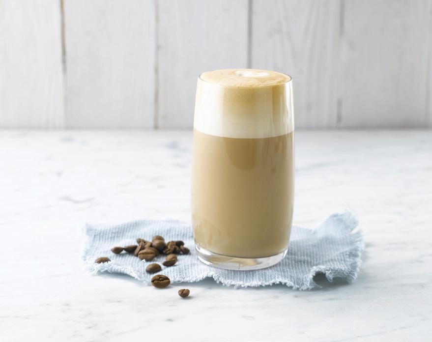 SOYA LATTE SOYA CARAMEL CARDAMOM LATTE 200 ml Alpro Soya For Professionals 1-2 shots of espresso 1. Pour the Alpro Soya For Professionals into a silver milk jug. 2. Using the steam wand, stretch the product to 1 3 volume to a temperature of 65 C.