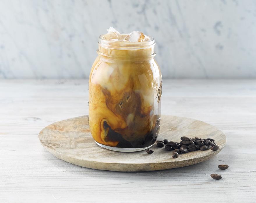 ICED SOYA LATTE 60 ml Alpro Soya For Professionals 1 double shot of espresso 5 g chocolate powder 10 ml sugar syrup ice cubes 1. Chill a glass with ice cubes. 2.