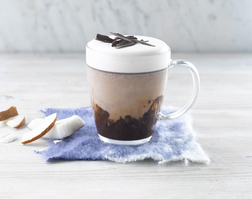 COCONUT HOT CHOCOLATE 200 ml Alpro Coconut For Professionals 45 g dark chocolate (75%) marshmallows to top 1.