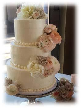 Wedding Cake The French Gourmet uses only fresh and natural ingredients in all of its delicious cakes. Our Classic Wedding Cake is finished with whipped cream and shaved white chocolate.