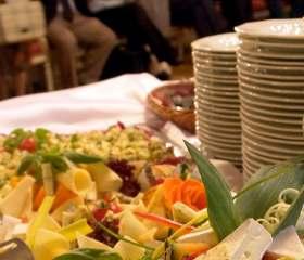 Reception Displays Vegetable Crudités $350.00 serves 100 An Array of Fresh Vegetables Displayed with a Ranch Dipping Sauce International Cheese with Fresh Fruit $275.