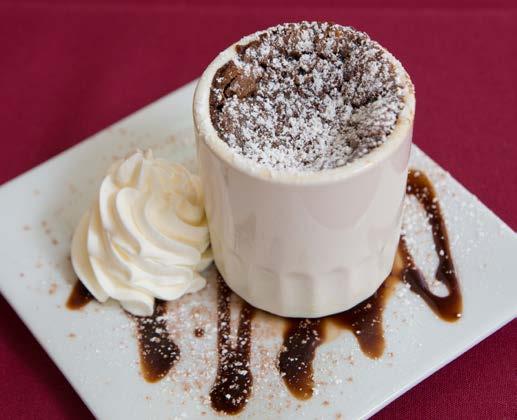 Desserts: CHOCOLATE ROYALE baked chocolate souffle style