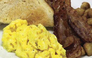 50 Bistro Hot Breakfast (Groups of 20 or Greater) Hot Scrambled Eggs Breakfast Potatoes Sausage Patties or Bacon Banana Nut and Blueberry Muffins Sliced Bagels (Plain and Wheat) served with Butter,