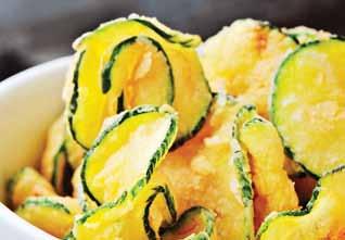 4 lbs zucchini 2 tsp salt 4 cups vegetable oil, for frying 1. Heat the oil to 400 F in a 3-