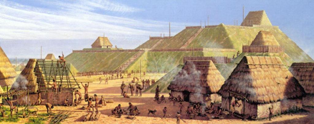 The Mound Builders built large central complexes, which served as temples, grain storage, observatories, and burial chambers.