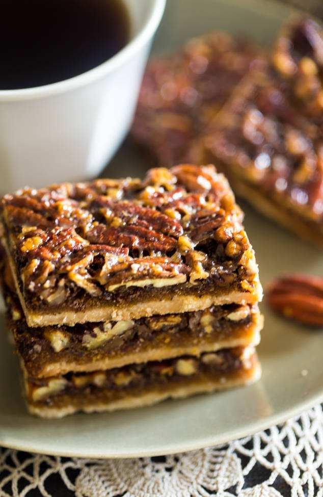 serves 12-16 paleo pecan pie Bars {Vegan + 6 ingredients} Cook time: 35 mins FOR the crust: 1/3 Cup Better Body Foods Coconut Oil, at room temperature (should be the consistency of softened butter) 3
