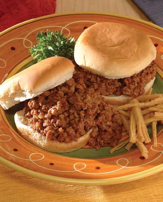 15 Sloppy Joe 3 lbs. lean ground beef 1 tbsp. olive oil 1 cup onion, chopped One 15 oz. can tomato sauce 1/4 cup BBQ sauce 2 tsp. Worcestershire sauce 2 tsp.