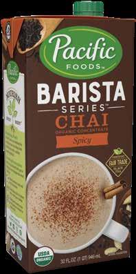 Chai Original & Spicy Concentrates Available as Original or Spicy to match your customers preferences Pairs well with all plant-based beverages Remarkable with Barista Series Vanilla Soy Gluten Free