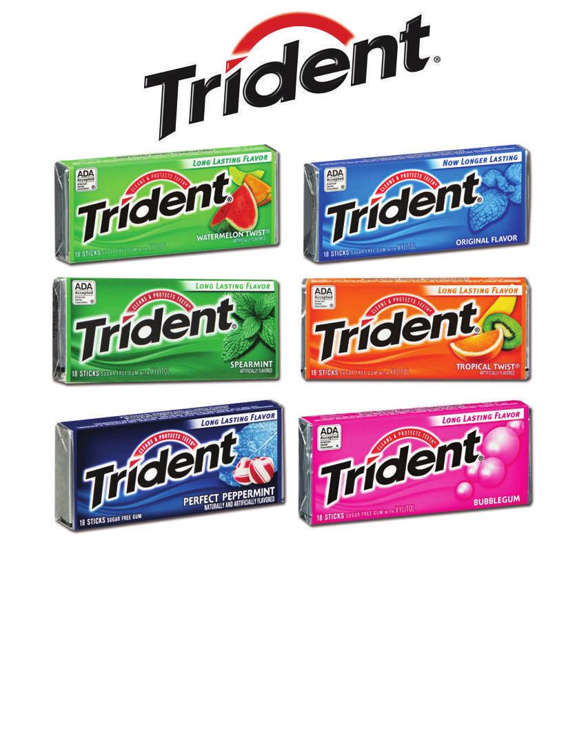 37 % 1 0 3 4 3 1 0 4 108 Trident 9 Box Display 8 + 1 Free! Includes: 24 2 - Trident Spearmint 12 ct 80.32 0.74 1.