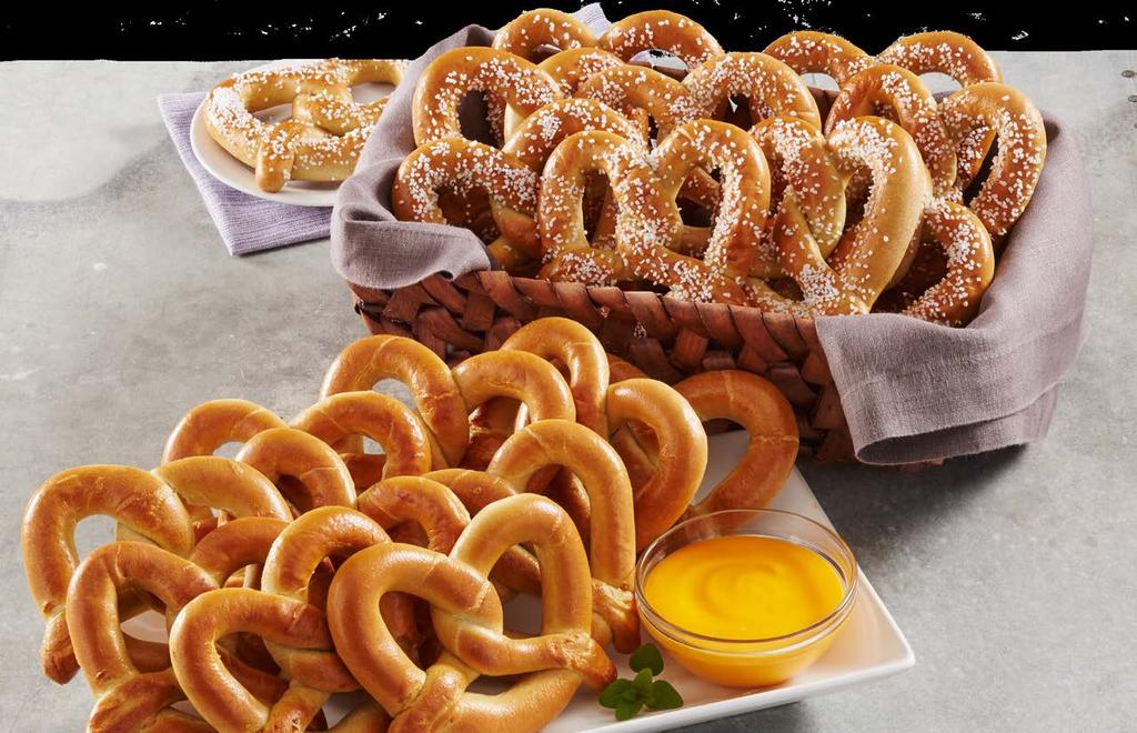 and chewy pretzels just out of the oven. These come fully baked, ready to simply warm, salt and enjoy. 10 ct.