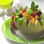 This may be a sweetened, molded, or frozen salad made of fruit gelatin or fruit mixture.
