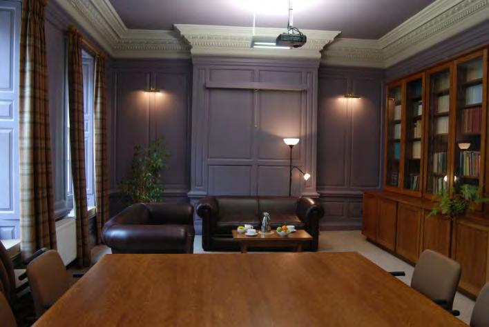 The Library With its wall length oak bookcase, this room is the ultimate in comfort and luxury and is ideal for formal board meetings with up to 12 members or sessions with smaller numbers.
