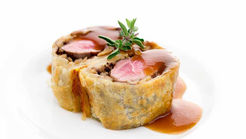 Osso Bucco Pictured on the Front Cover Duck Wellington Duck Breast 1 each 866259 Mushrooms, finely chopped 5 oz 272401 Thyme 1 teaspoon 855509 Garlic Powder ¾ teaspoon 264685 Prosciutto 3 slices