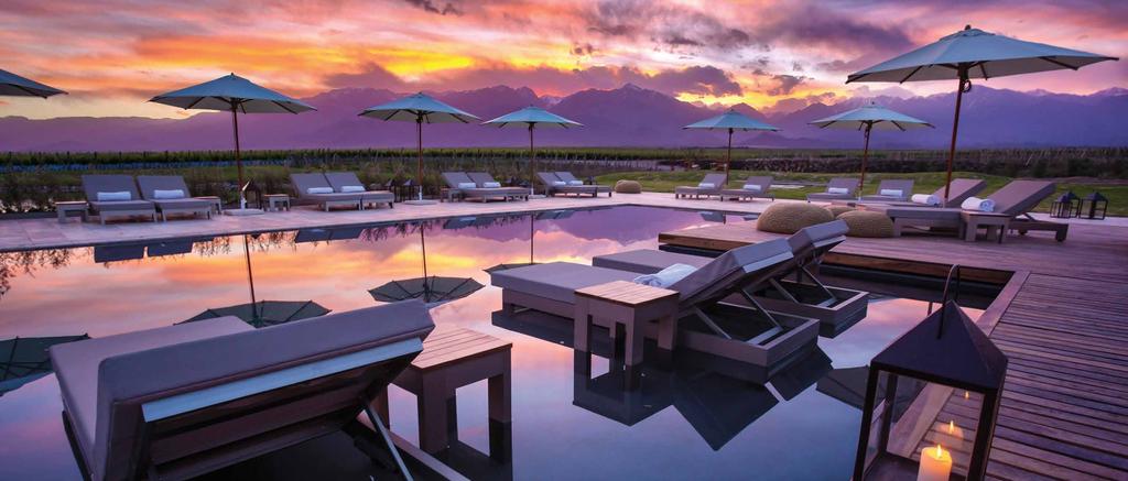 THE POOL Relax in your private poolside cabana, unwind in the outdoor Jacuzzi, or take a dip in the infinity pool with 180-degree views of the towering Andes