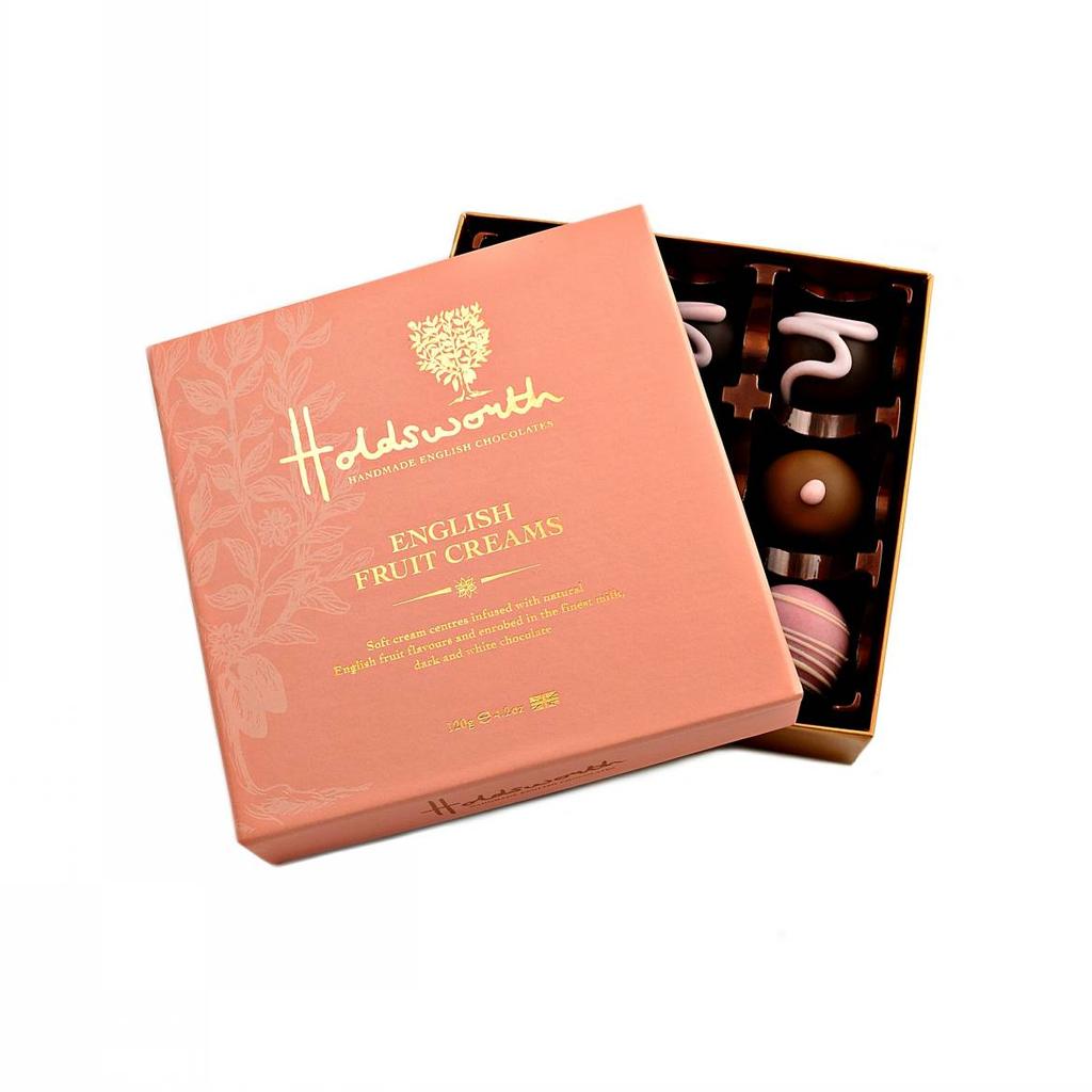 Gift Boxes Assorted English Fruit Creams 115g of chocolates Product Code: BHAC202 Milk Chocolate Peanut Butter Caramel Truffles 115g of chocolates Product Code: BHAC200.