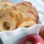 Fall Recipes Cinnamon Apple Chips 4 Apples, cored and sliced 1/8 thick 1-2 tsp. Ground Cinnamon 1. Preheat the oven to 200 degrees 2.