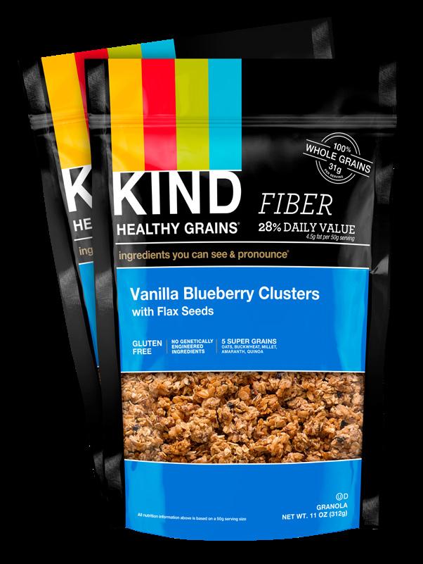 Coconut % / Peanut Butter Whole Grain Clusters % / Raspberry Clusters with Chia Seeds % / Vanilla Blueberry Clusters with