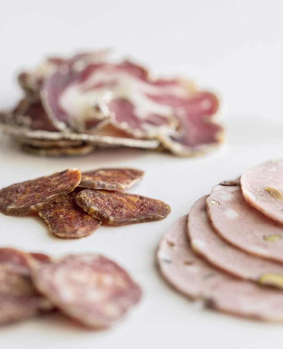 Cheese charcuterie Home-cured, pasture-reared pork charcuterie 195 Cheese selection: