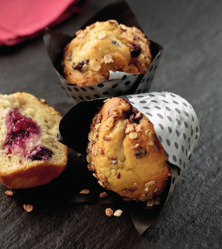 Blueberry Muffin A blueberry flavoured muffin, filled with a blueberry filling and topped with a