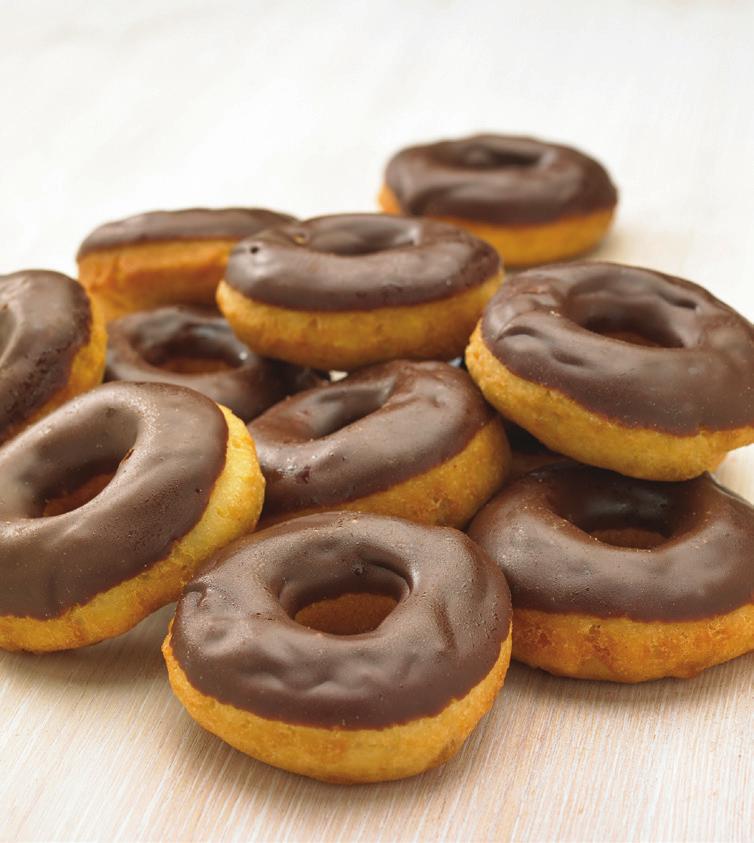 Mini Chocolate Iced Ring Donuts Mini ring donuts with a chocolate flavour coating 7 for