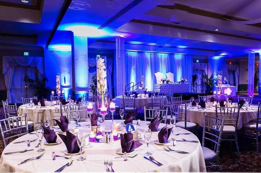 PACKAGE 2 Room Set-up Banquet Tables and Chairs Skirted Gift, Cake and Registration Tables Dance Floor and Space for DJ Dedicated Banquet Captain and Wait Staff Elevated Staging for Head Table or