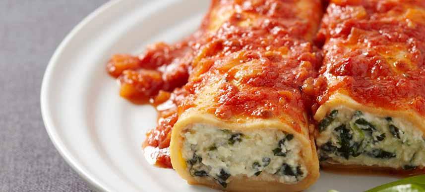 Ricotta & Spinach Cannelloni 84 x 85 gram pieces per carton Packed in easy to store trays Simply defrost heat and serve Ready to use in your Bain Marie Other varieties available: Pumpkin &