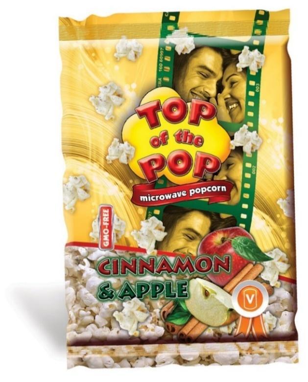 / CINNAMON AND APPLE flavour Ingredients: Popcorn, partially hydrogenated