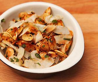 Toasted Coconut Chili Pumpkin Seeds with Lemongrass Makes 2 cups Per 1/4 cup: Net Carbs 5.