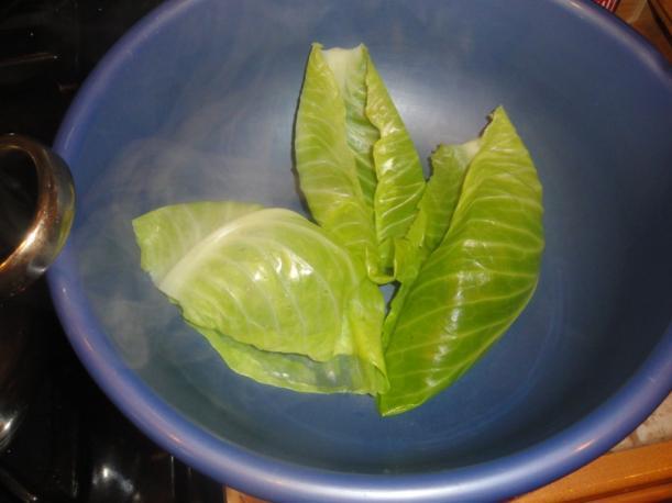 One-by-one remove the cooked leaves to